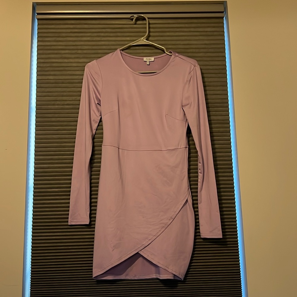 Long Sleeve Light Purple Dress - Tobi